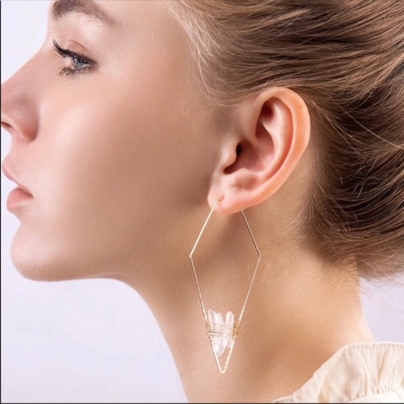 White Geode Threader Hoops! - Picture 2 of 5